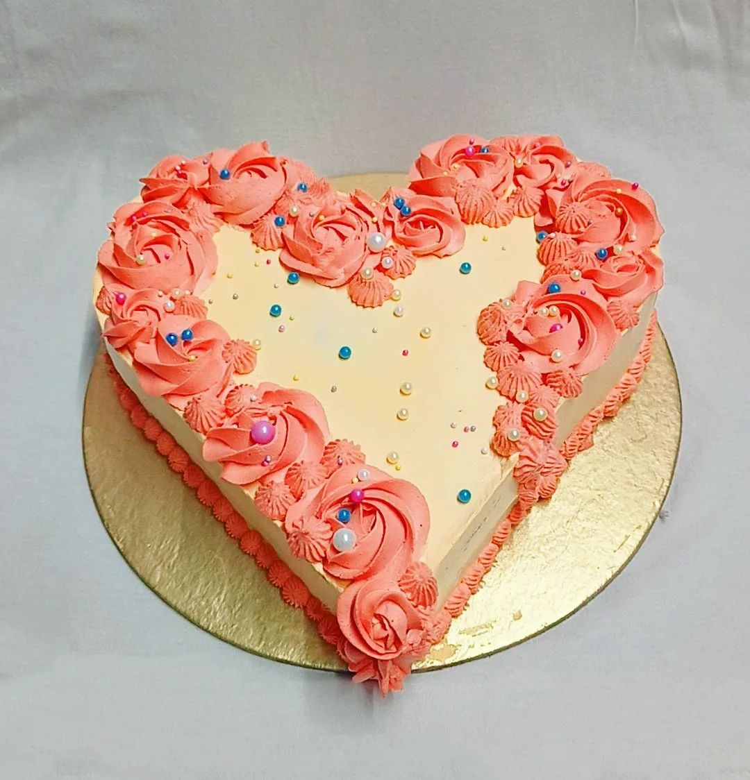 Strawberry & Butterscotch Heart Cake